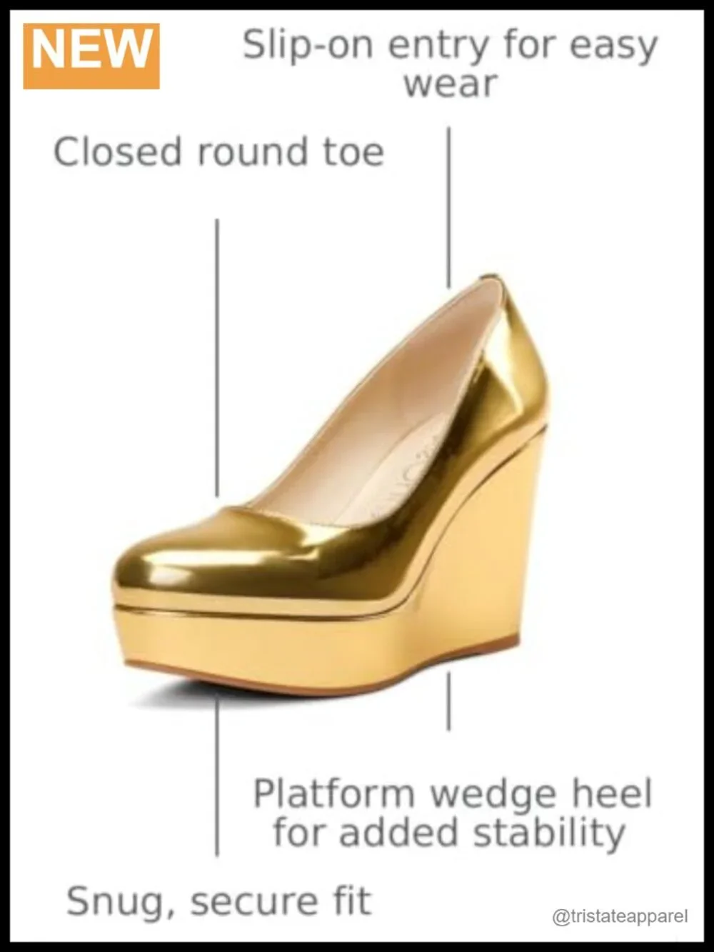 NobleOnly Womens Platform Wedge Pumps Slip-on Round Toe Party Shoes 3.9 Inches